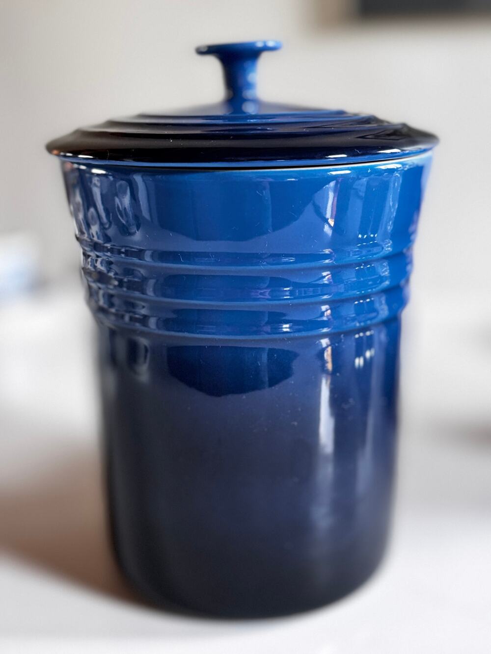 Le Creuset 4.5 Qt Canister Stoneware RETIRED Lapis Blue Storage Jar Lid